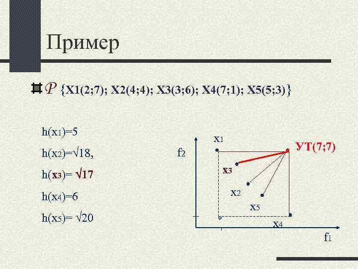 Пример Р {Х 1(2; 7); Х 2(4; 4); Х 3(3; 6); Х 4(7; 1); Пример Р {Х 1(2; 7); Х 2(4; 4); Х 3(3; 6); Х 4(7; 1);