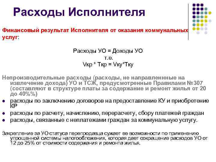   Расходы Исполнителя Финансовый результат Исполнителя от оказания коммунальных услуг:   