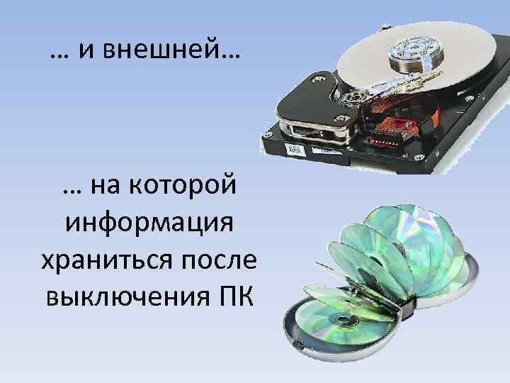 … и внешней… … на которой  информация храниться после выключения ПК 