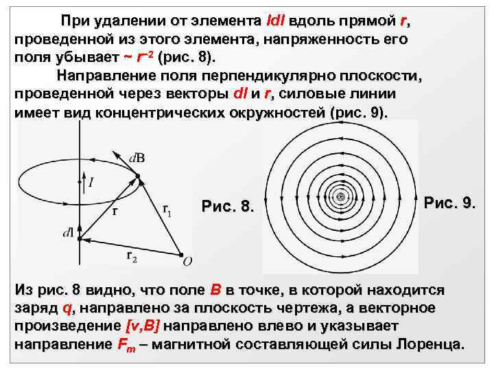   При удалении от элемента Idl вдоль прямой r,  проведенной из этого
