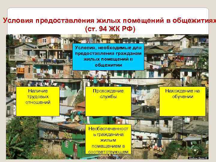 Условия предоставления жилых помещений в общежитиях     (ст. 94 ЖК РФ)