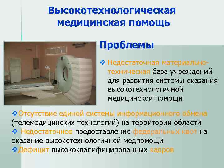    Высокотехнологическая  медицинская помощь    Проблемы   