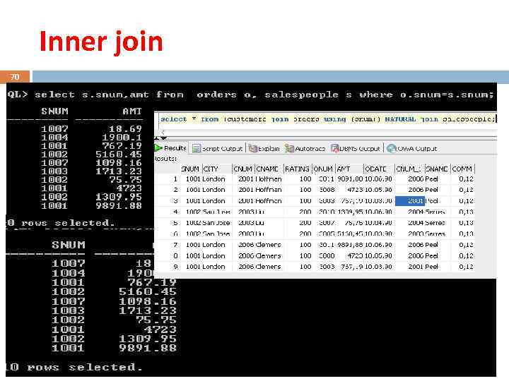  Inner join 70  Inner join необходим для получения только тех  