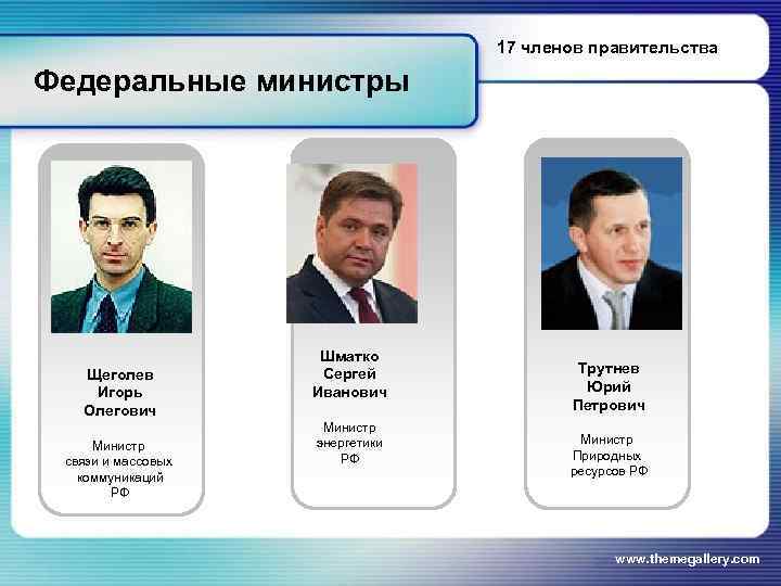        17 членов правительства Федеральные министры  