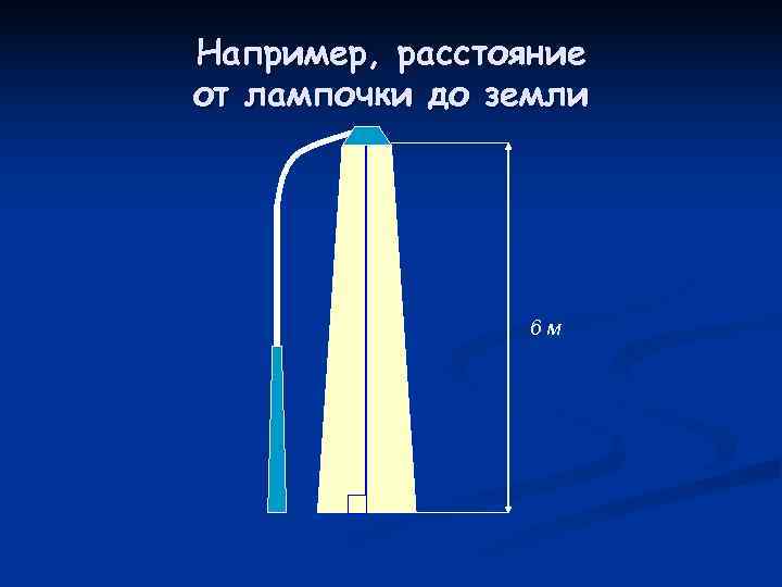 Например, расстояние от лампочки до земли     6 м 