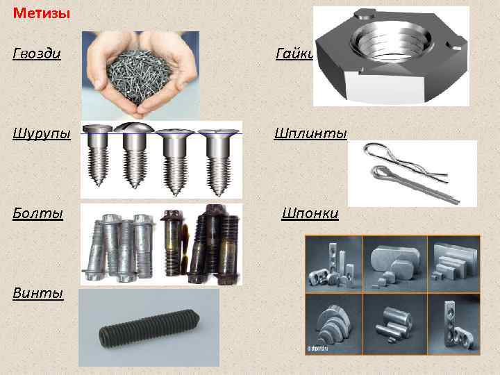 Метизы Гвозди Гайки Шурупы Шплинты Болты Шпонки Винты Метизы Гвозди Гайки Шурупы Шплинты Болты Шпонки Винты