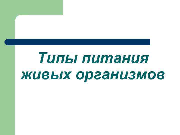  Типы питания живых организмов 