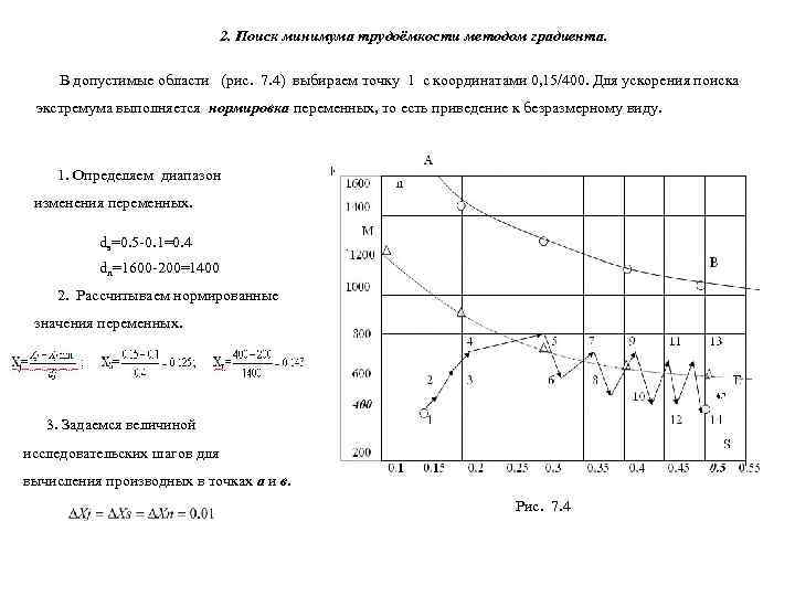      2. Поиск минимума трудоёмкости методом градиента.  В допустимые