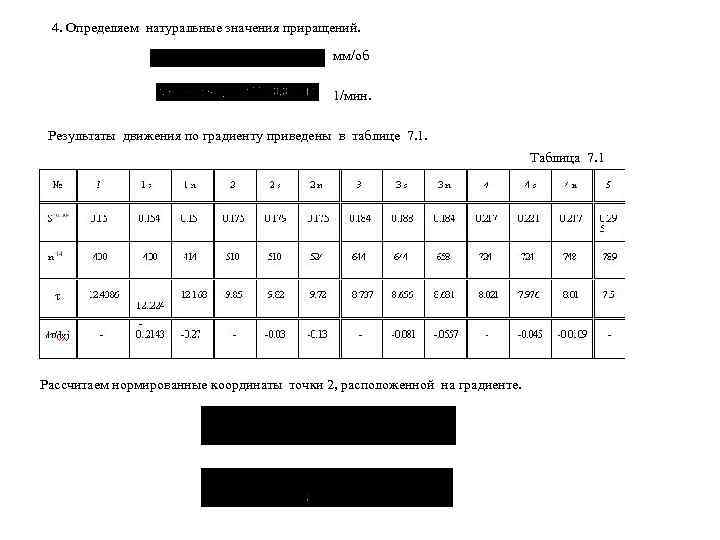  4. Определяем натуральные значения приращений.     мм/об   