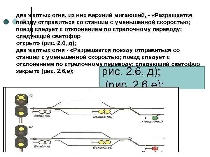 два желтых огня, из них верхний мигающий, - «Разрешается поезду отправиться со станции с