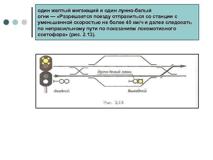 один желтый мигающий и один лунно-белый огни — «Разрешается поезду отправиться со станции с