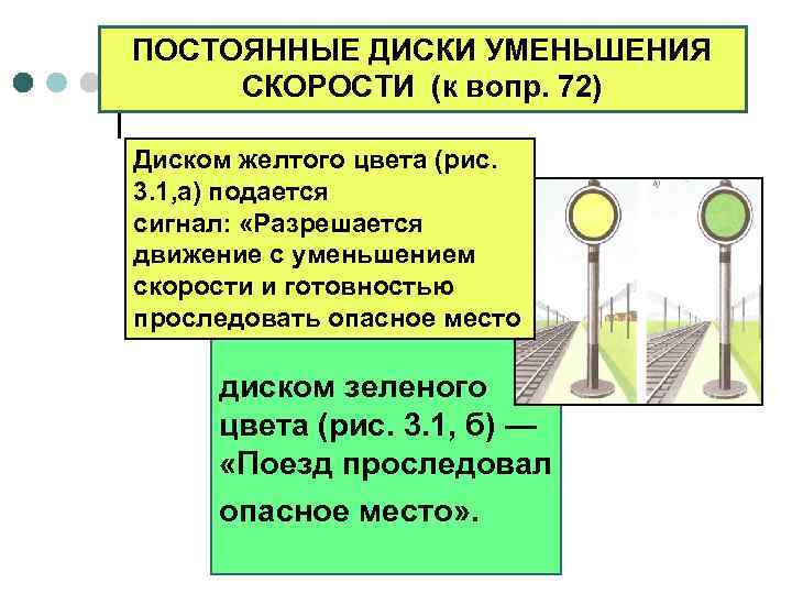 Уменьшение скорости. Постоянные диски уменьшения скорости на ЖД. Постоянный сигнальный знак уменьшения скорости. Сигналы ограждения постоянные диски уменьшения скорости. Диском желтого цвета подается сигнал.