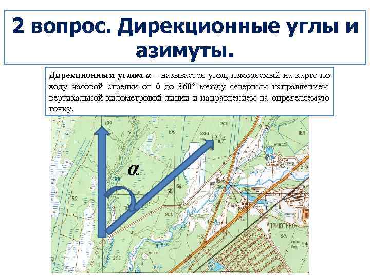 2 вопрос. Дирекционные углы и  азимуты. Дирекционным углом α  называется угол, 