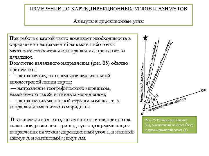   ИЗМЕРЕНИЕ ПО КАРТЕ ДИРЕКЦИОННЫХ УГЛОВ И АЗИМУТОВ     