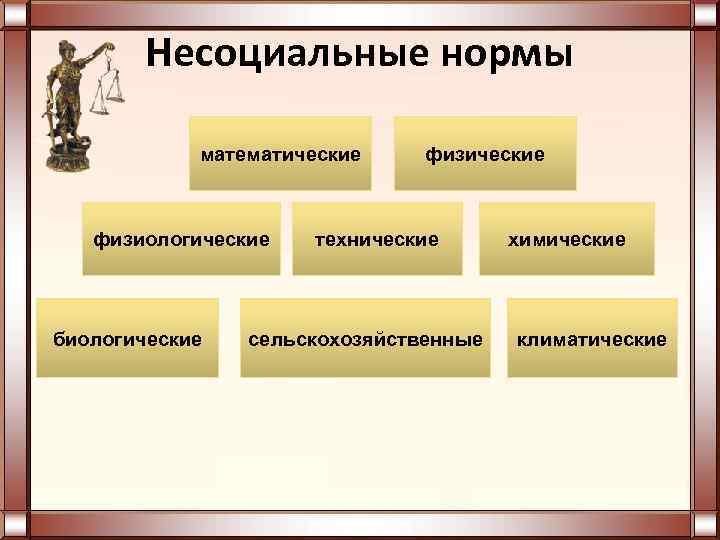   Несоциальные нормы   математические физические  физиологические  технические  химические