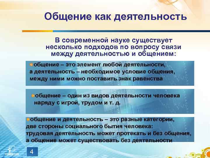  Общение как деятельность   В современной науке существует  несколько подходов по