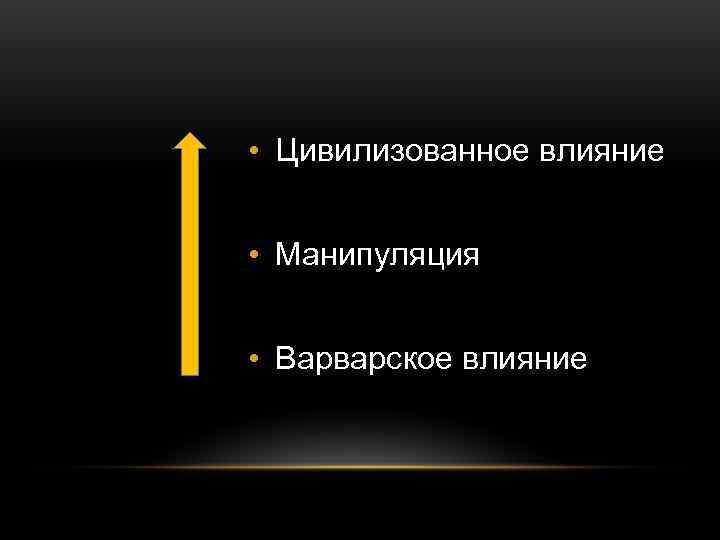  • Цивилизованное влияние  • Манипуляция  • Варварское влияние 