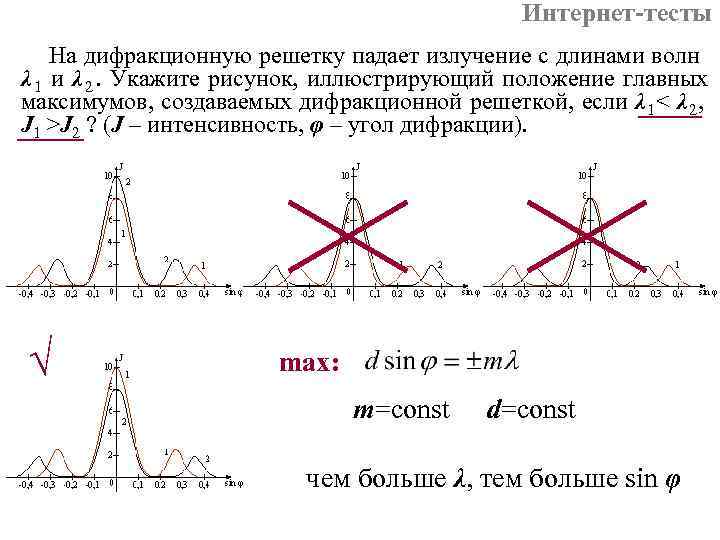 Интернет-тесты На дифракционную решетку падает излучение с длинами волн Интернет-тесты На дифракционную решетку падает излучение с длинами волн
