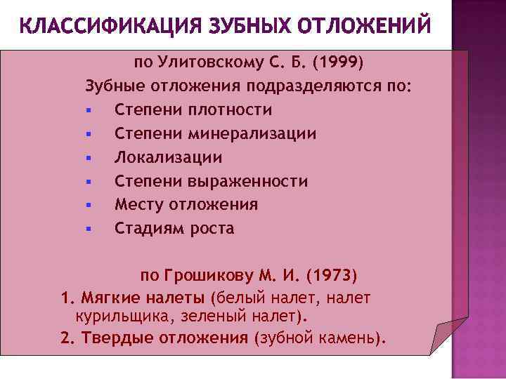 Классификация зубных паст по С.Б. Улитовскому (1999)