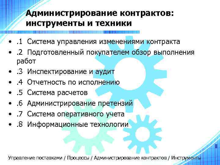  Администрирование контрактов:  инструменты и техники  • . 1 Система управления изменениями