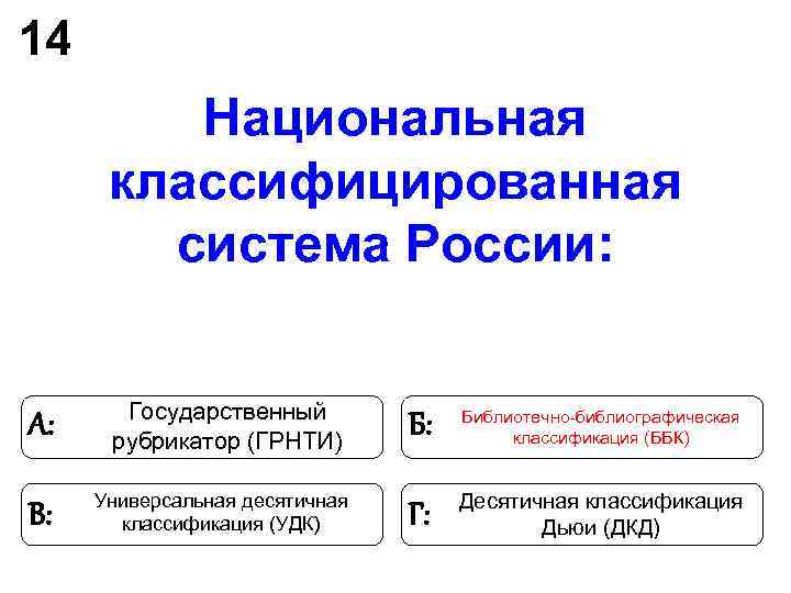 14 Национальная классифицированная система России: Государственный 14 Национальная классифицированная система России: Государственный