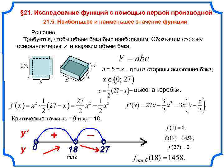 Исследование функции с помощью производной презентация