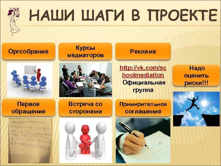  НАШИ ШАГИ В ПРОЕКТЕ   Курсы Оргсобрание    Реклама 