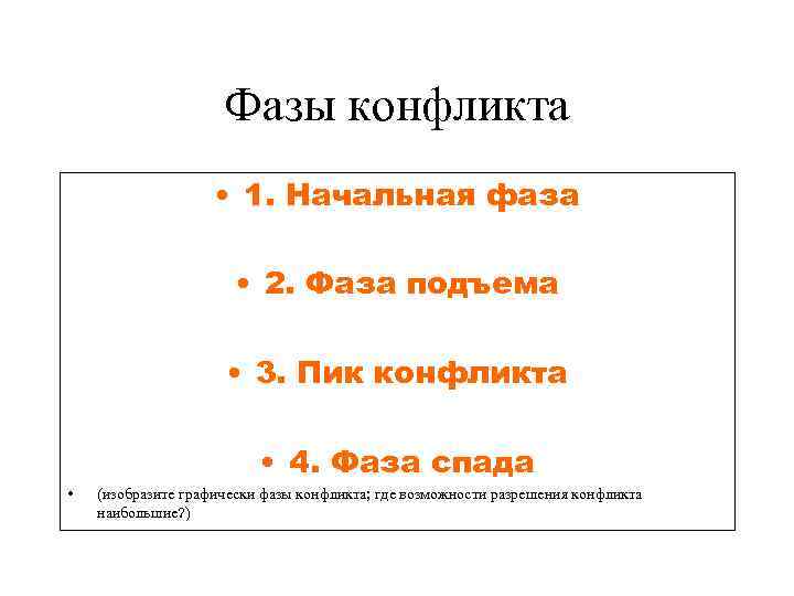      Фазы конфликта     • 1. Начальная