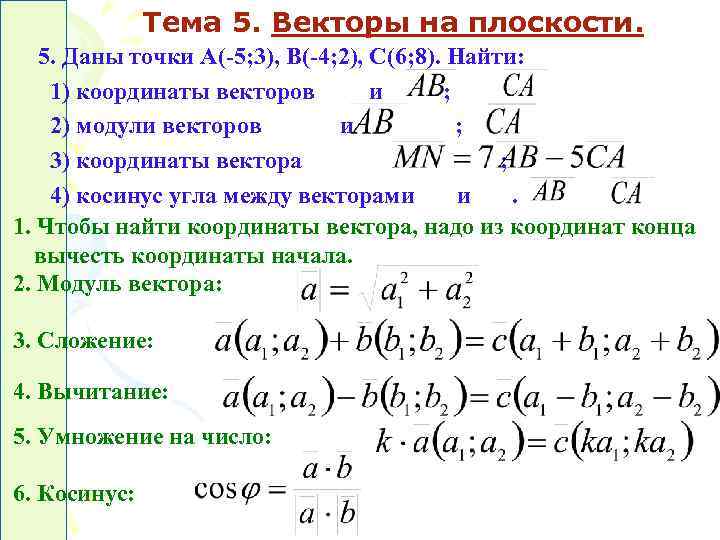 Модуль вектора на плоскости