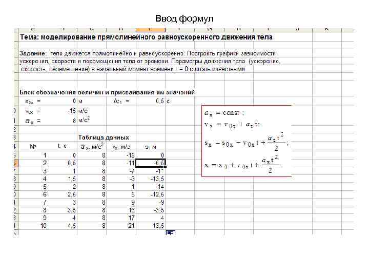 Ввод формул 