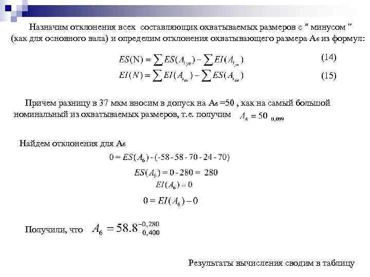  Назначим отклонения всех составляющих охватываемых размеров с “ минусом ” (как для основного