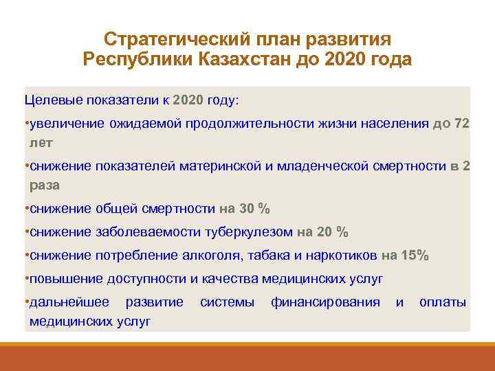 Стратегический план развития рк до 2025 года