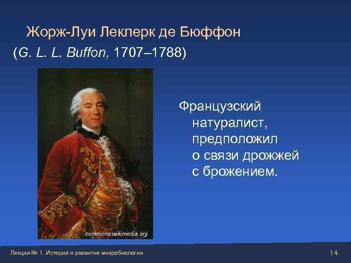  Жорж-Луи Леклерк де Бюффон (G. L. L. Buffon, 1707– 1788)   