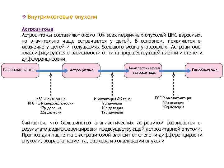    v Внутримозговые опухоли  Астроцитома   Астроцитомы составляют около 10%