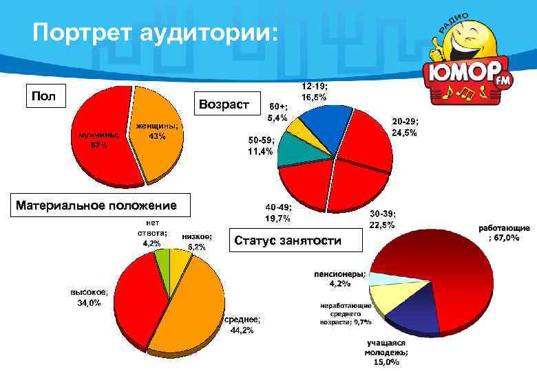  Портрет аудитории: Пол     Возраст Материальное положение   