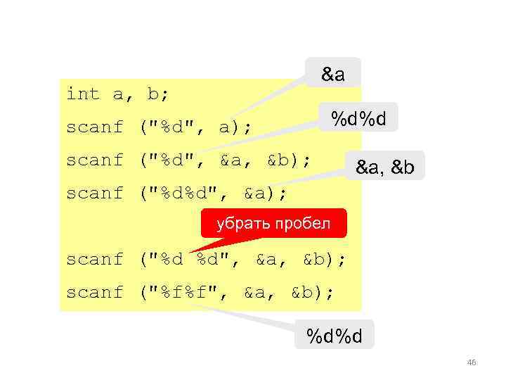     &a int a, b; scanf (