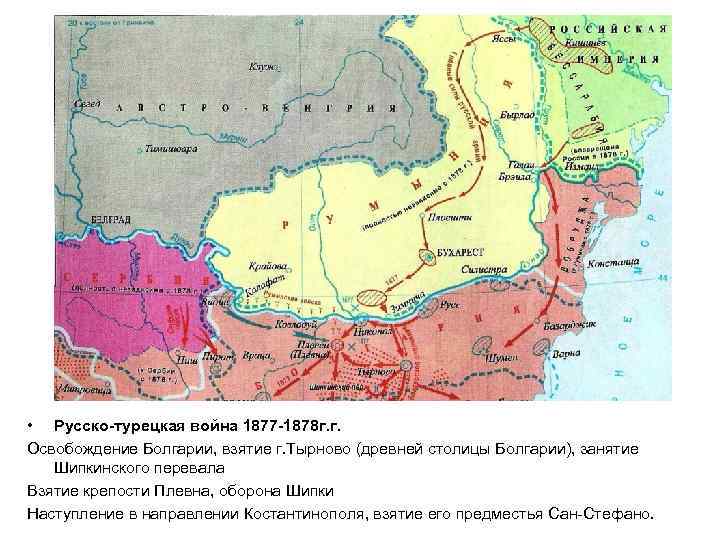 Русско турецкая война 1877 1878 контурная карта 9 класс готовая