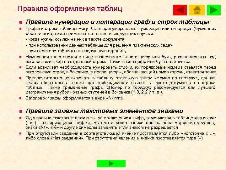 Правила оформления таблиц n  Правила нумерации и литерации граф и строк таблицы n