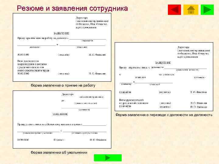 Резюме и заявления сотрудника  Форма заявления о приеме на работу   