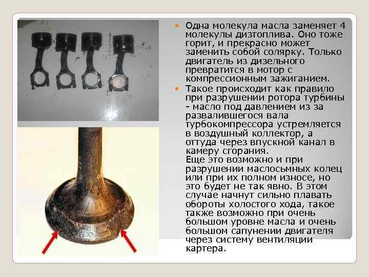 Одна молекула масла заменяет 4 молекулы дизтоплива. Оно тоже горит, и Одна молекула масла заменяет 4 молекулы дизтоплива. Оно тоже горит, и