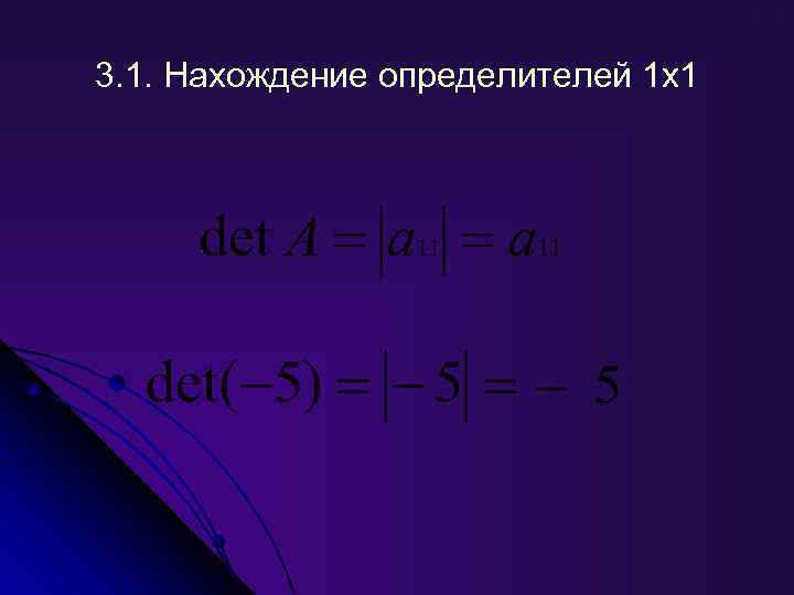3. 1. Нахождение определителей 1 х1 