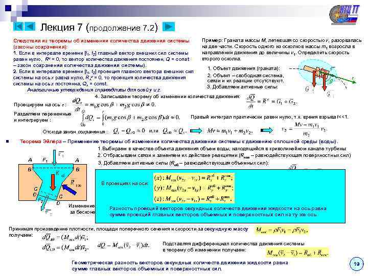     Лекция 7 (продолжение 7. 2) Следствия из теоремы об изменении