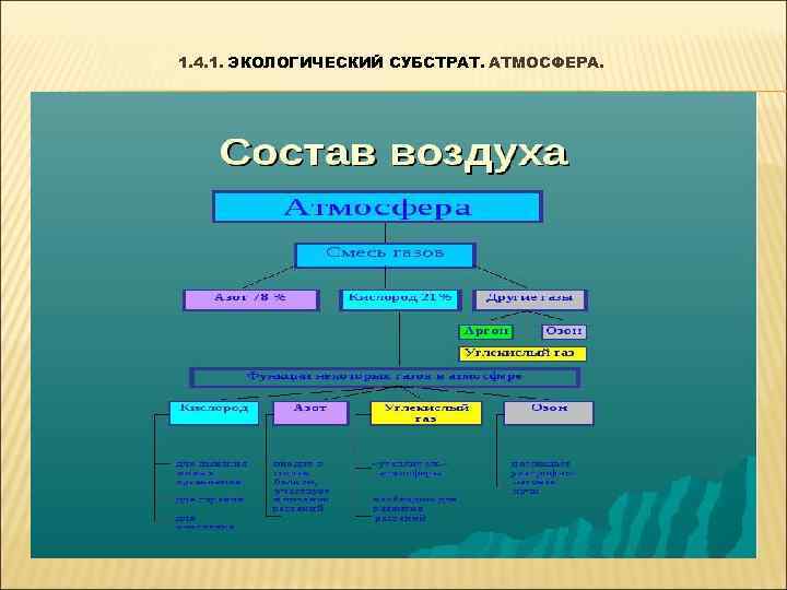 1. 4. 1. ЭКОЛОГИЧЕСКИЙ СУБСТРАТ. АТМОСФЕРА. 
