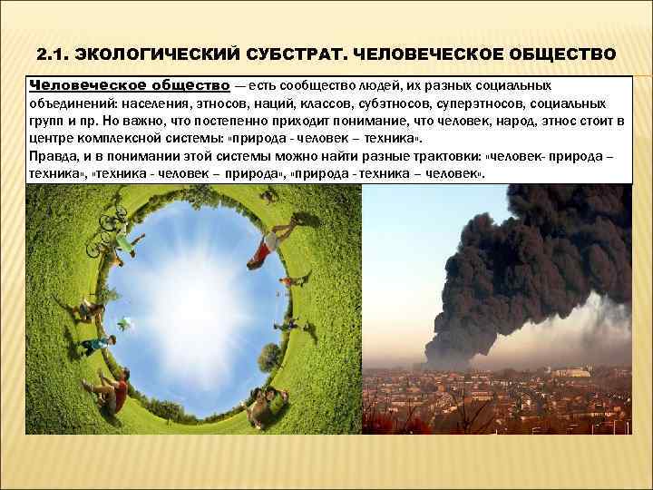  2. 1. ЭКОЛОГИЧЕСКИЙ СУБСТРАТ. ЧЕЛОВЕЧЕСКОЕ ОБЩЕСТВО     . Человеческое общество