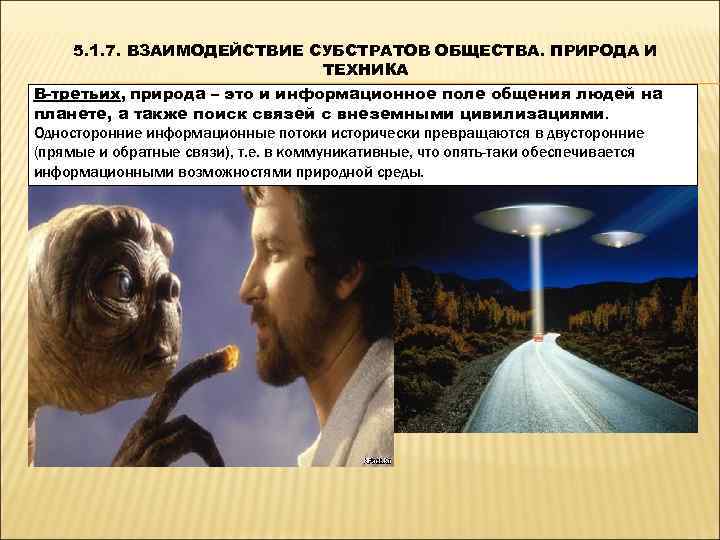  5. 1. 7. ВЗАИМОДЕЙСТВИЕ СУБСТРАТОВ ОБЩЕСТВА. ПРИРОДА И     ТЕХНИКА