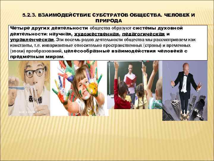  5. 2. 3. ВЗАИМОДЕЙСТВИЕ СУБСТРАТОВ ОБЩЕСТВА. ЧЕЛОВЕК И     ПРИРОДА