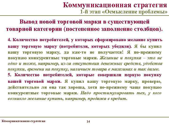       Коммуникационная стратегия      1