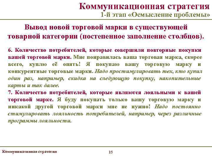       Коммуникационная стратегия      