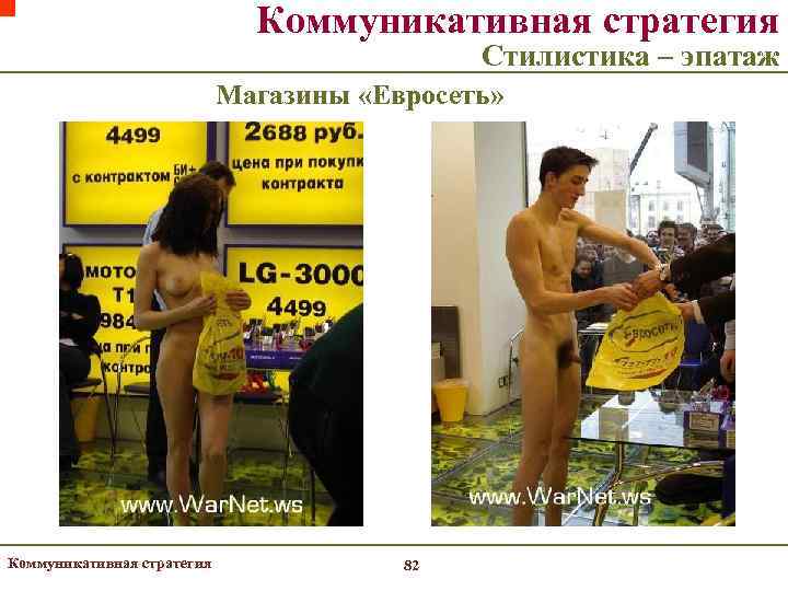      Коммуникативная стратегия     Стилистика – эпатаж