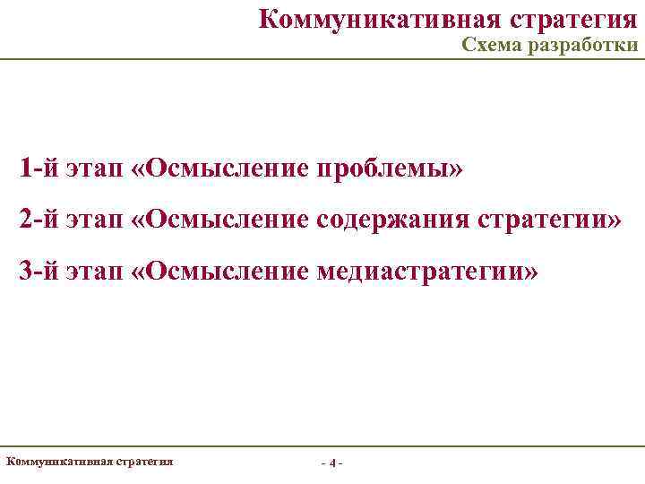       Коммуникативная стратегия      